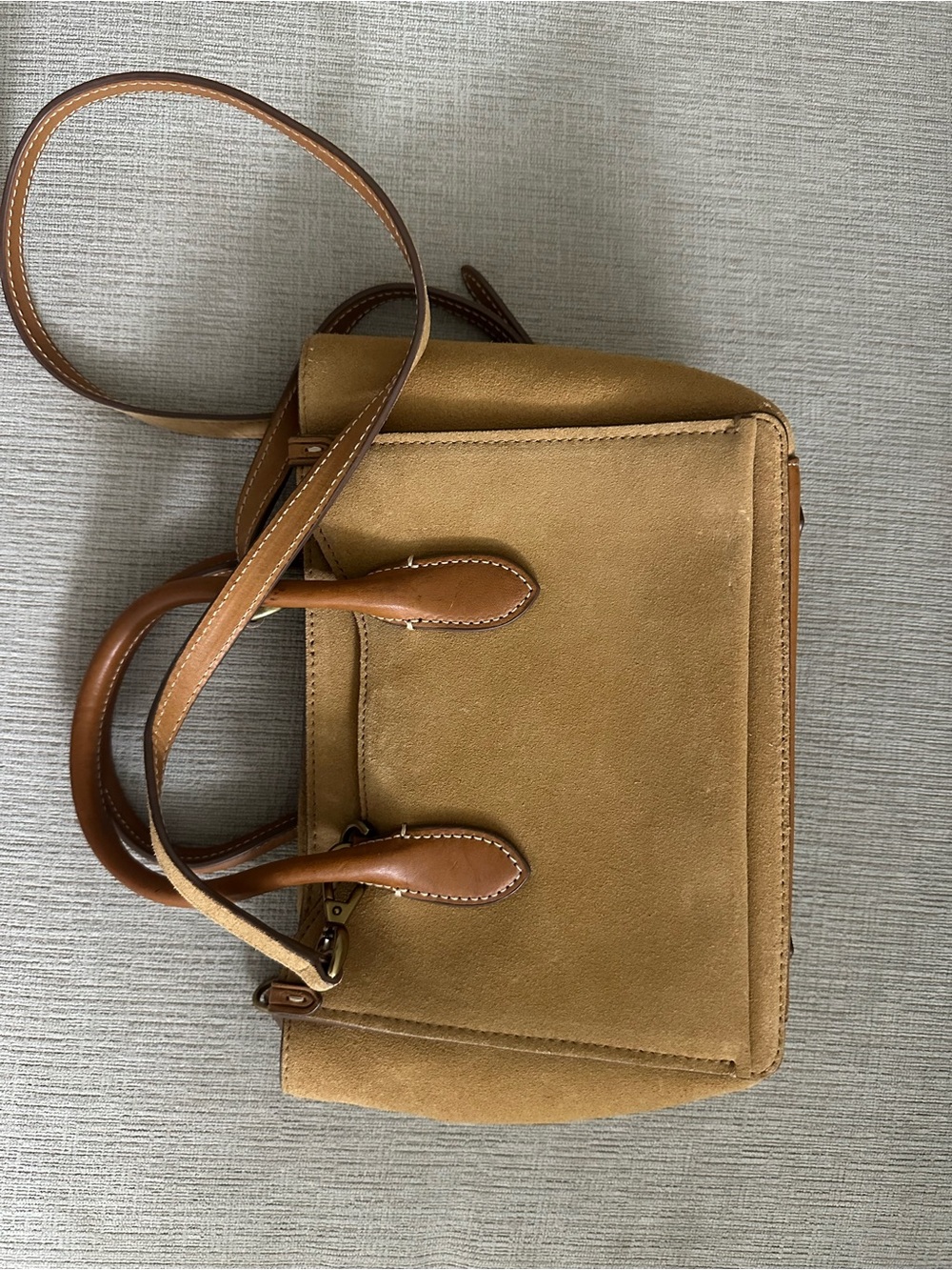 Polo by Ralph Lauren Tan Suede Satchel with Brown Leather Trim - Picture 3 of 12
